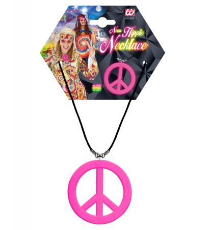 Neon pinke Hippiekette Peacezeichen pink