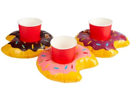 Aufblasbarer Donut Getränkehalter 3 Stück 20cm