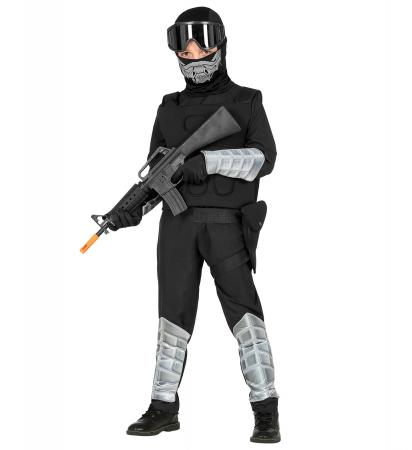 Special Forces Einsatz Uniform Overall, Einsatzweste, Maske mit Kapuze, Brille, Gürtel mit Holster, Armschoner, Schienbeinschoner, Handschuhe