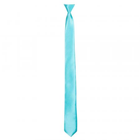 Krawatte Schlips 50cm Neon Blau Seidenmatt