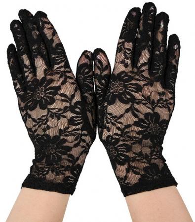 Damen Spitzenhandschuhe Schwarz