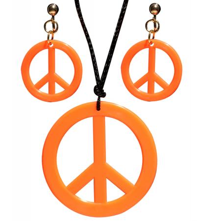 Neon oranges Hippie Set Kette und Ohrringe