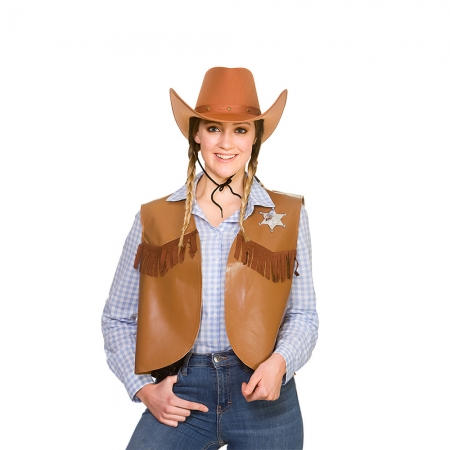 Cowboy Weste Glatt in Hellbraun Onesize