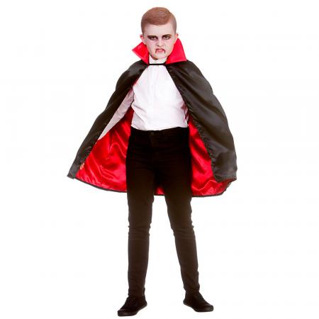 Kinder Super Deluxe Vampir Umhang Schwarz-Rot 70cm