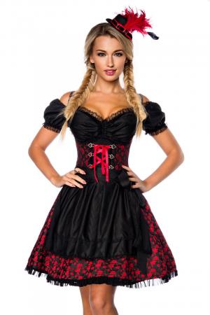 Dirndline Premium Dirndl mit Bluse Rot/Schwarz