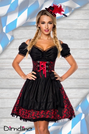 Dirndline Premium Dirndl mit Bluse Rot/Schwarz