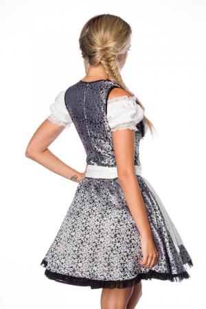 Dirndline Premium Dirndl mit Bluse Silber/Weiss/Schwarz