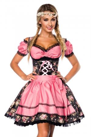 Dirndline Premium Dirndl mit Bluse Schwarz/Rosa