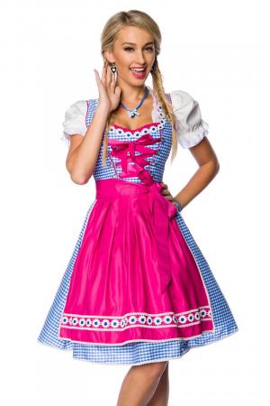 Dirndline Traditionelles Karodirndl Pink/Blau/Weiss