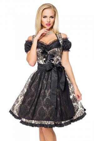 Festliches Brokat Dirndl Schwarz Gold