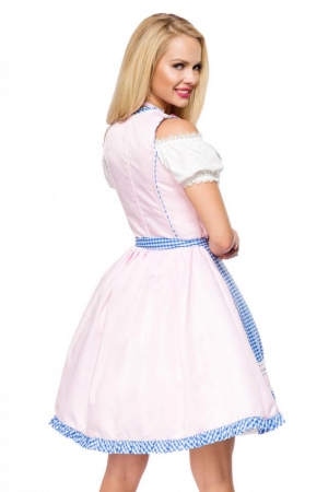 Dirndline Romantisches Unterbrustdirndl Rosa/Blau