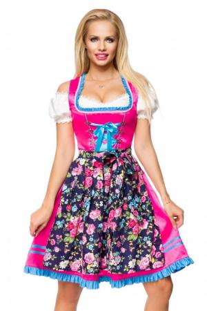 Dirndline Dirndl mit Blumenschürze Pink gemustert