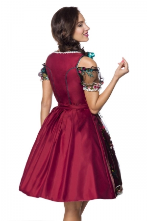 Dirndline Dirndl inkl. Spitzenbluse Rot/Schwarz