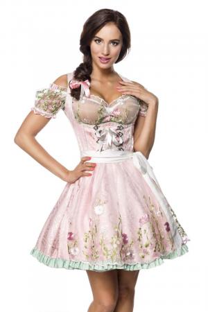 Dirndline Mini Brokat Dirndl inkl Spitzenbluse Rosa