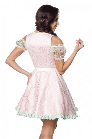 Dirndline Mini Brokat Dirndl inkl Spitzenbluse Rosa