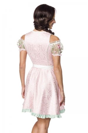 Dirndline Mini Brokat Dirndl inkl Spitzenbluse Rosa