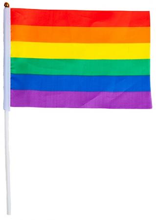 Rainbow Flagge mit Plastikstab 21 x 14 cm