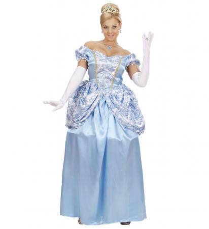 Prinzessin in Blau mit Kleid mit Unterrock, Handschuhe, Tiara