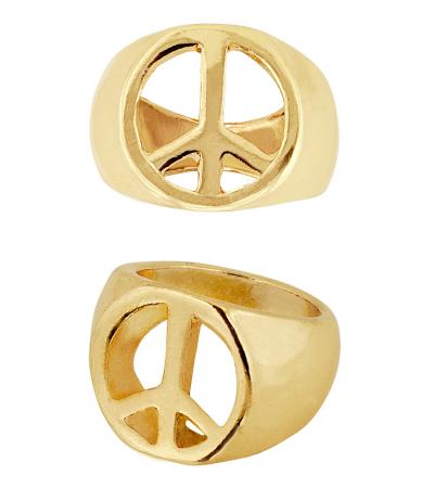 Goldener Hippie Ring in Peace Zeichen Form