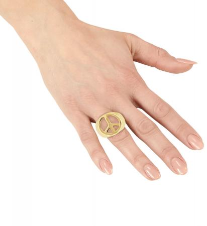 Goldener Hippie Ring in Peace Zeichen Form