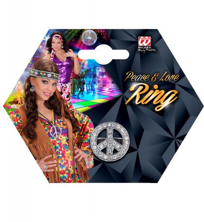 Strass Hippie Ring in Peace Zeichen Form