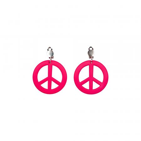 Hippie Peace Zeichen Ohrringe in Neon Pink