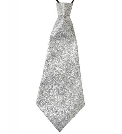 Silberne Lurex Krawatte mit Gummiband