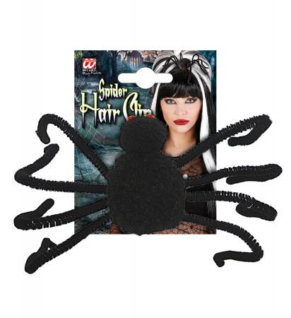 Haarspange mit Riesen Spinne plüschig schwarz
