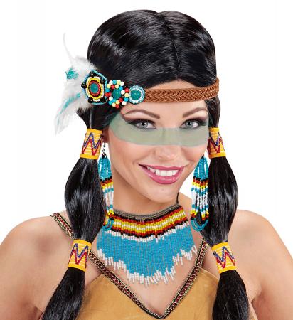 Indianerin Schmuck Set mit Haarband, Ohrring und Halsschmuck