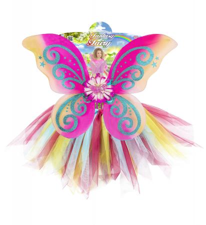 Magic Fairy bunt mit Tutu, Flügel und Feenstab Kinder