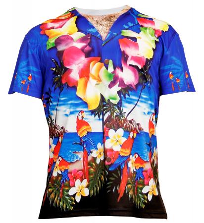 Hawai Hemd mit Fotosublimation Papagei