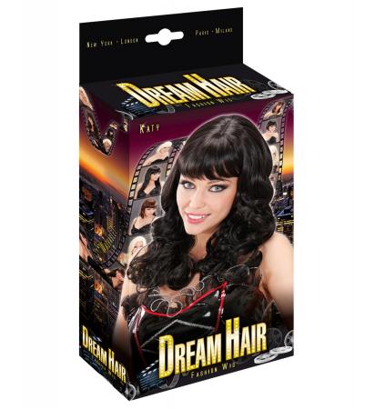 Dream Hair Perücke Katy in Schwarz gelockt mit Pony