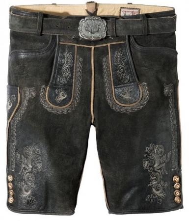 Stockerpoint Lederhose kurz mit Gürtel FELIX graphit vintage