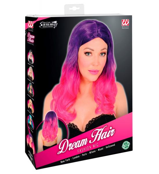 Perücke Dream Hair Pink Ombre Lang und Mehrfarbig