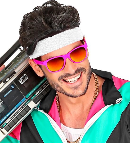 Neonpinke 80er Brille mit Revo Gläsern