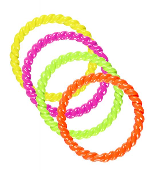 Set von 4 Ringen in Neon Farben