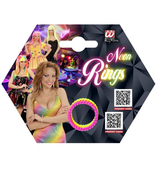 Set von 4 Ringen in Neon Farben