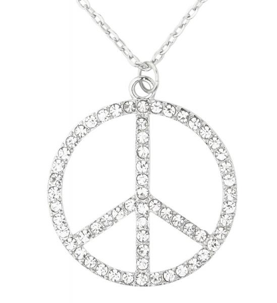 Strasskette mit Strass Peace Anhänger