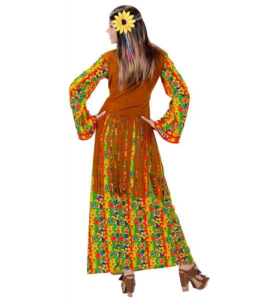 Hippie Woman Kleid mit Weste, Kette mit Peace Zeichen