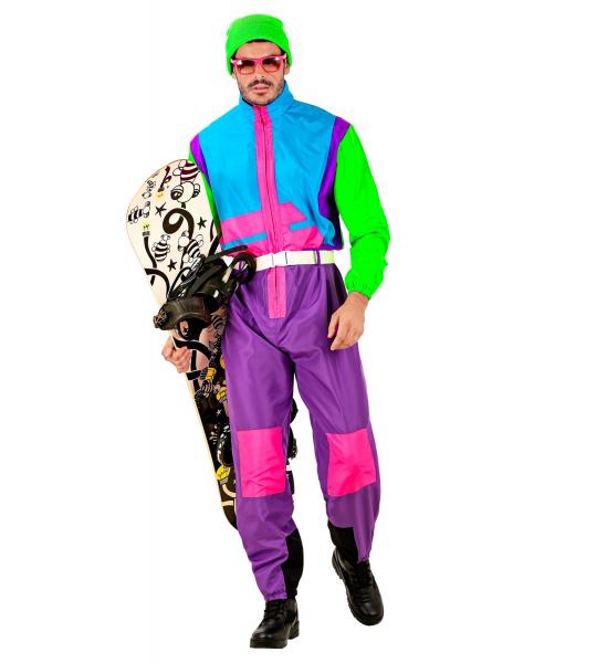 Neon Snowboarder Unisex Kostüm Overall & Gürtel