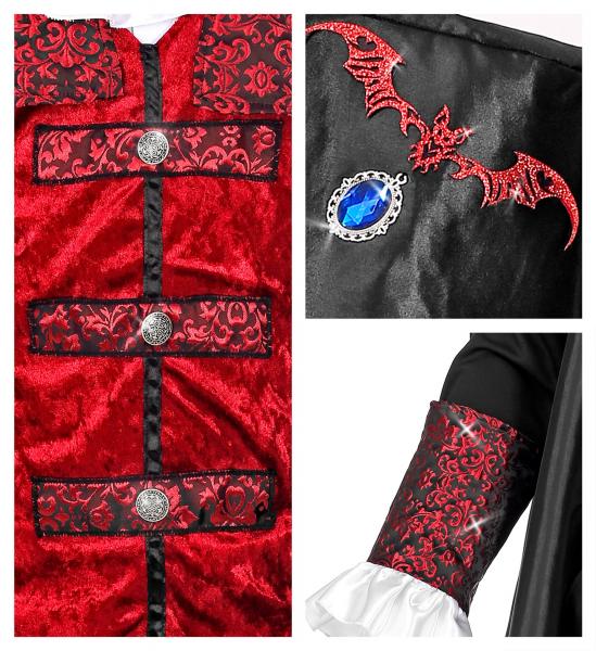 Vampir Lord mit Langer Mantel mit Weste und Jabot, Zylinder