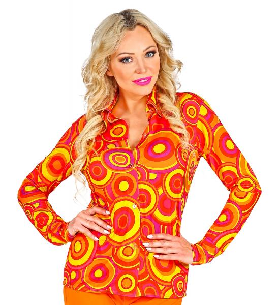 70er Jahre Bluse Bubbles Orange