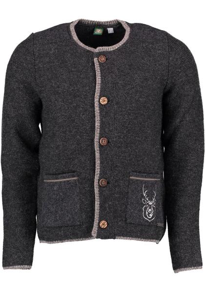 OS Herren Trachten Strickjacke Anthrazit