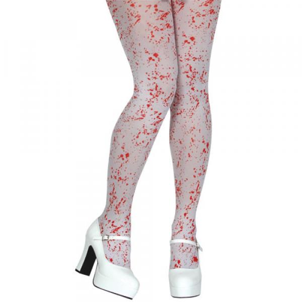 Zombie Halloween Strumpfhosen mit Blutspritzer weiss