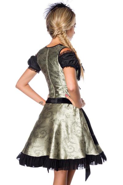 Dirndline Premium Dirndl aus edlem Jacquard Stoff Grün/Schwarz