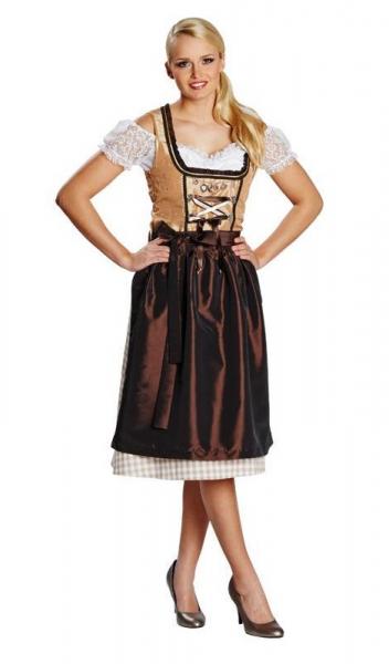 Trachten Midi-Dirndl Karo braun-beige Oktoberfest Dirndl