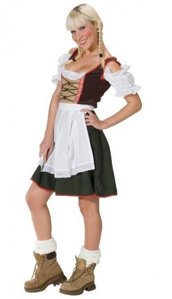 Oktoberfest Dirndl Tirolerin mit Schürze weiss Grün braun