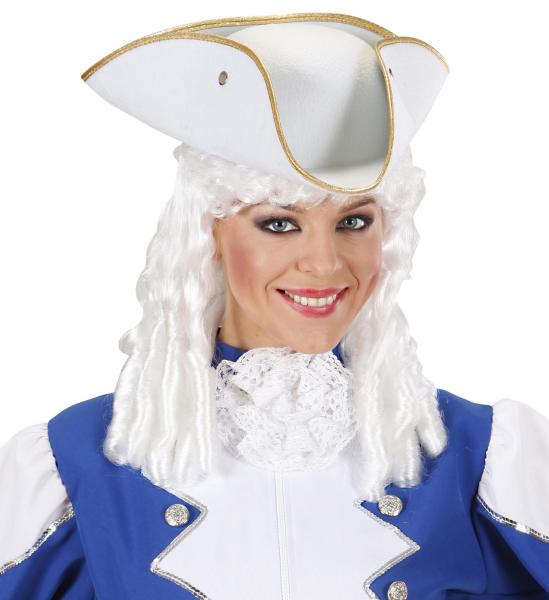 Dreispitz Tricorn Weiss mit Goldkante aus Filz