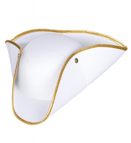 Dreispitz Tricorn Weiss mit Goldkante aus Filz