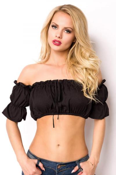 Dirndline Off Shoulder Top Schwarz